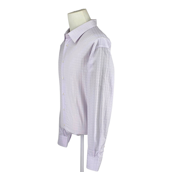 Quiet Luxury Brioni Dress Shirt Men’s XL Lavender Windowpane Made in Italy - Picture 3 of 16